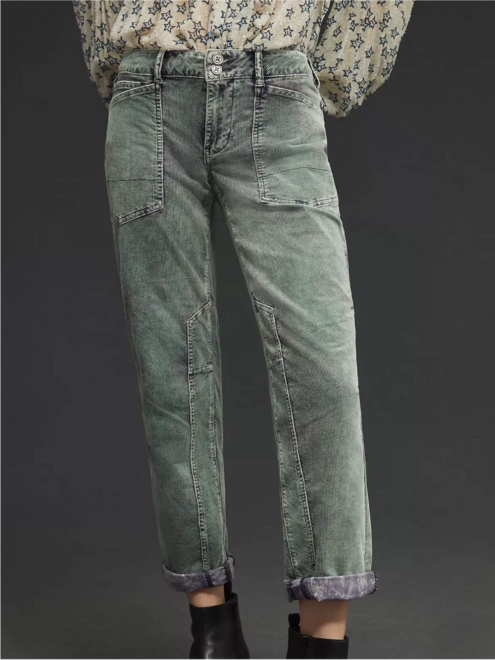 Anthropologie Pilcro The Wanderer Corduroy Cargo Pants Gray Size 24